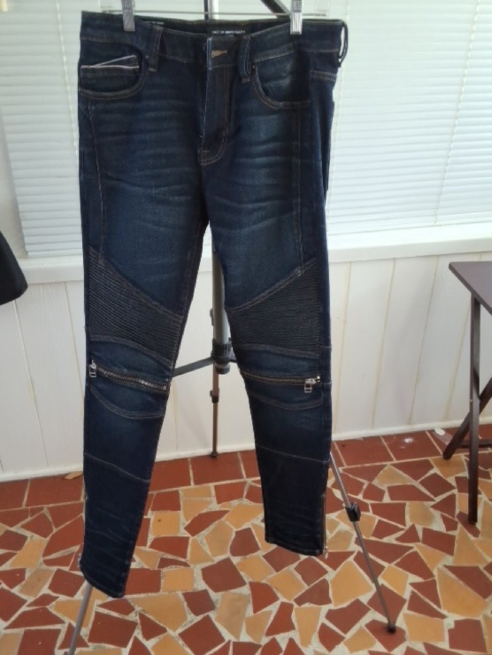 Cult of Individuality Dark Blue Men's Moto Skinny Jeans